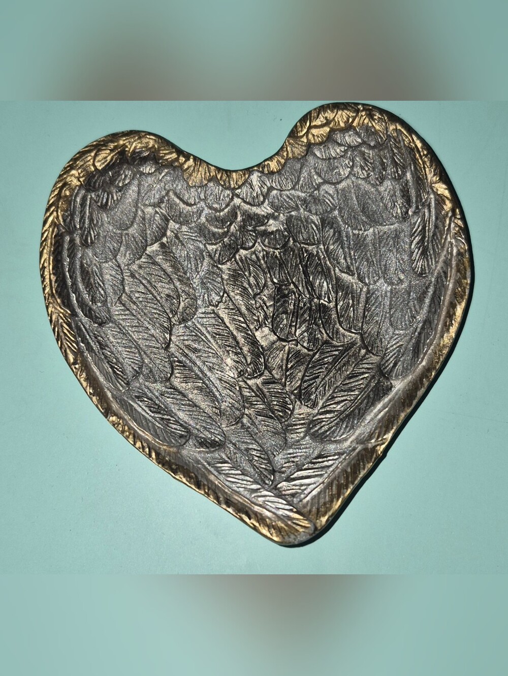 Decorative Heart Trinket Dish in Metallic Silver and Gold